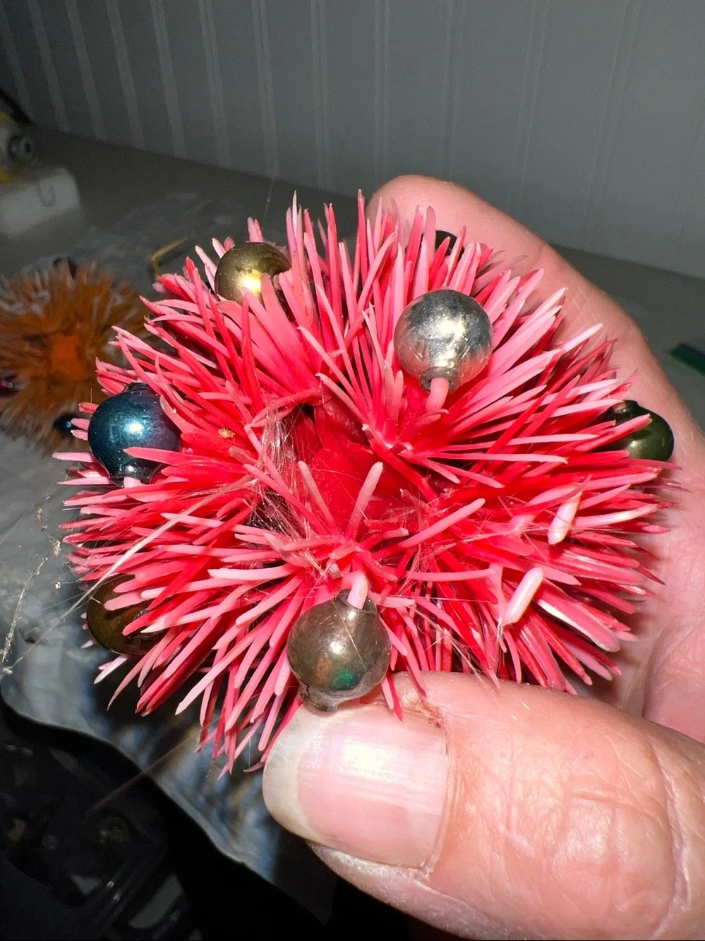 Vintage MCM Mercury glass & plastic atomic ball Christmas ornaments